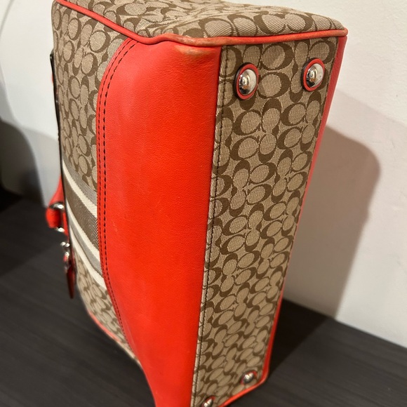 Coach Legacy Stripe Candace Carryall Tote Purse Brown /Orange  EUC - Picture 8 of 13